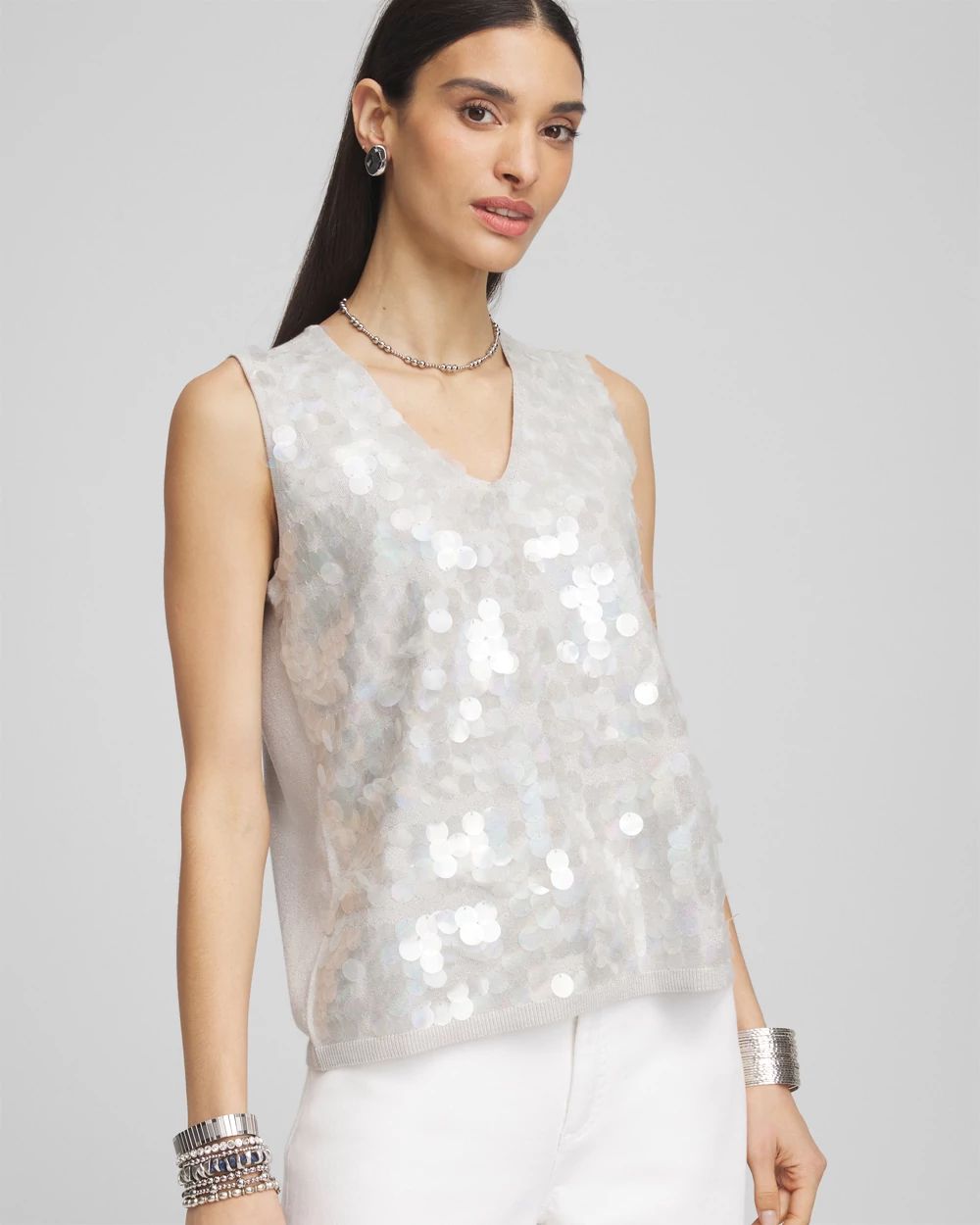 Iridescent V-Neck Sleeveless Tank Top | Chico's